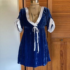 Green Dragon | Sample Blue Velvet Babydoll Top | M